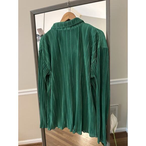 Fashion Nova Green Button Down Stretchy Top Plus Size XL - Picture 4 of 5